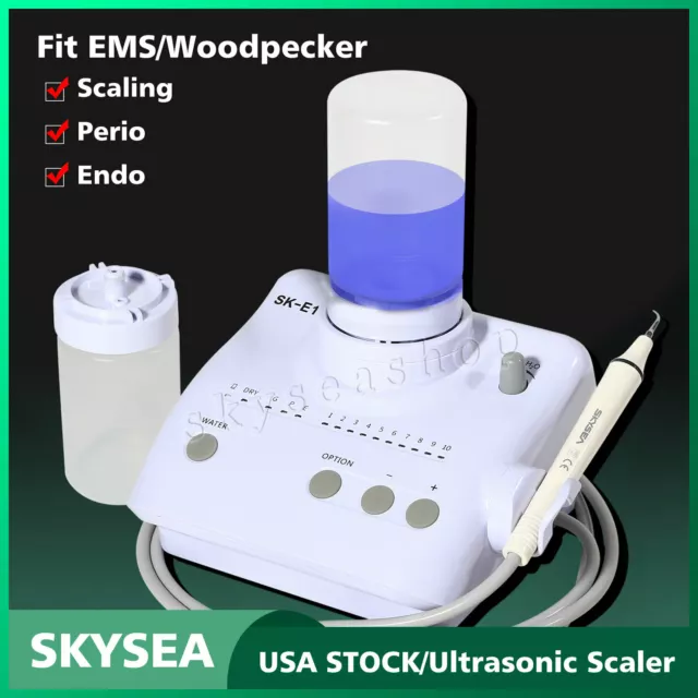 Dental Ultrasonic Scaler Compatible w/ Cavitron EMS + 5*Tips + 2 Bottles f#2