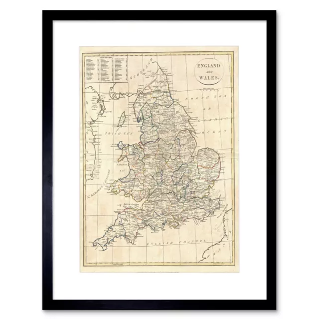 Map 1799 Clement Cruttwell England Vintage Framed Print 12x16 Inch