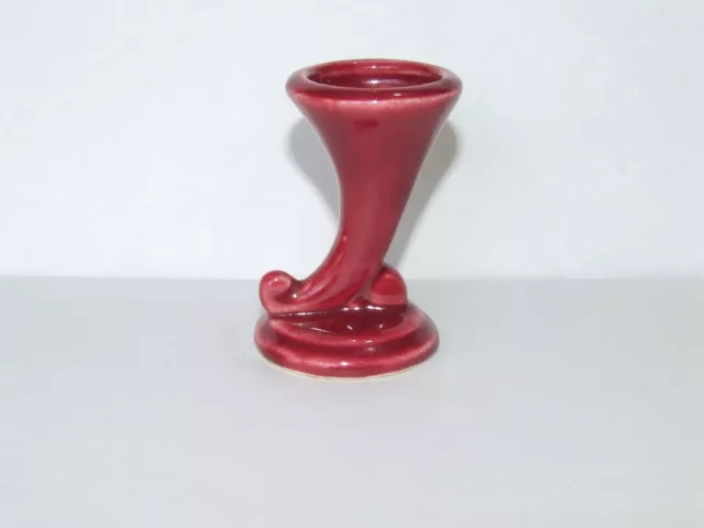 1930's - 40's Shawnee Pottery Miniature Mini Maroon Burgundy Cornucopia Vase USA