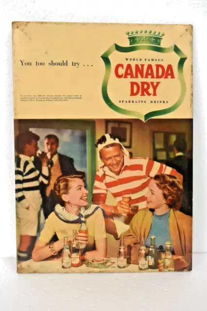 Vintage Canada Dry Advertising Sign Cardboard Sparkling Drinks Collectibles Rare