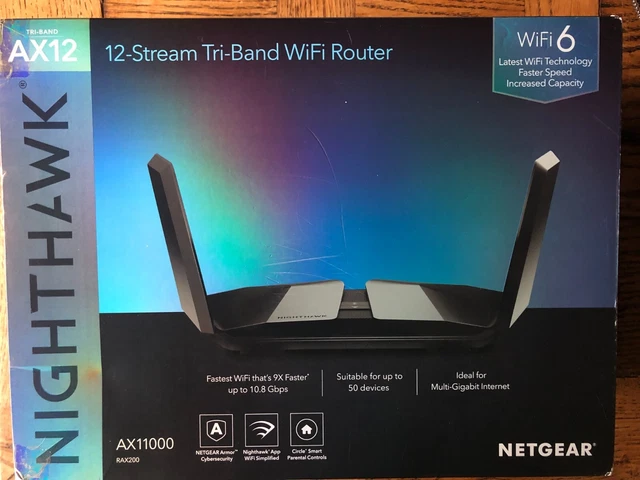 ROUTEUR WiFi 6 NETGEAR RAX200 Nighthawk tribandes AX11000 10.8Gbp MU-MIMO USB3.0 8