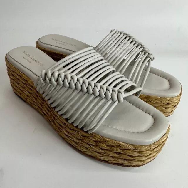 Paloma Barcelo Womens Lola Espadrille Platform Slide Sandals White 10.5 New