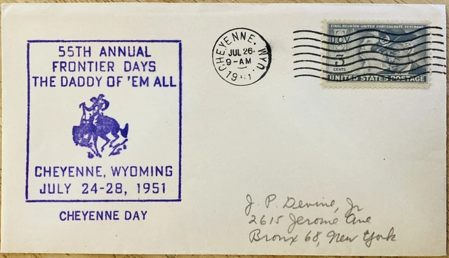 1951 COVER55TH ANNUAL FRONTIER DAYS, CHEYENNE, WYOMING. “THE DADDY OF