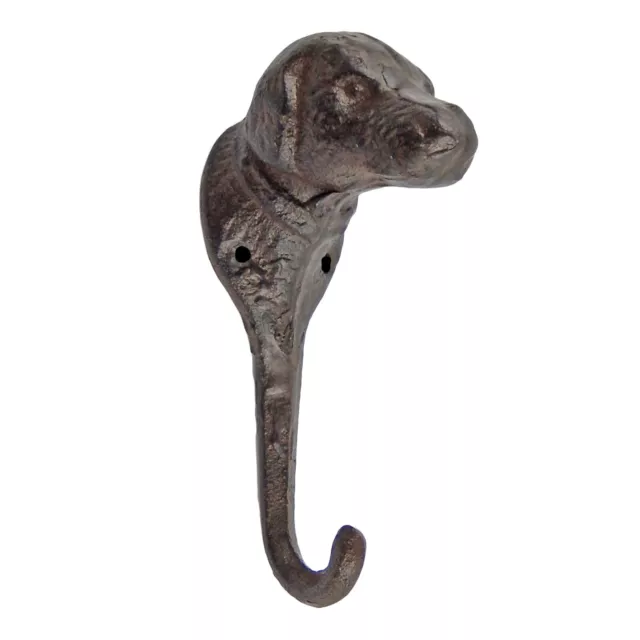 Dog Head Wall Hook Cast Iron Key Towel Coat Leash Hanger Antique Rustic Brown