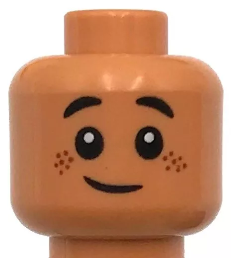 Lego New Nougat Minifigures Head Dual Sided Child Reddish Brown Freckles Pieces