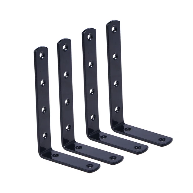 4Pcs Heavy Duty Cast Iron Wall Mounted L Shaped Angle Shelf Bracket Support Set 7