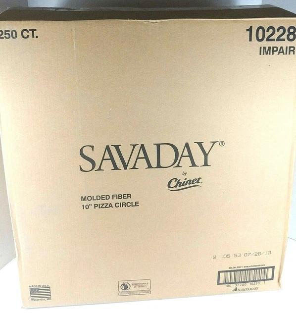 Chinet Savada ~ 250 Case ~ 10" Round Pizza Circle ~ Molded Fiber