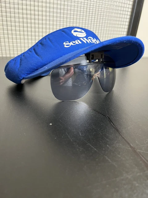 Vintage Sea World San Sun Visor Sansun Adjustable Sunglasses Built In Cap