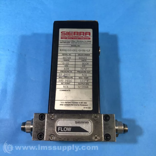 Sierra Instruments 830L-10-0V1-D-V4-LF Side-trak Mass Flow Meter USIP
