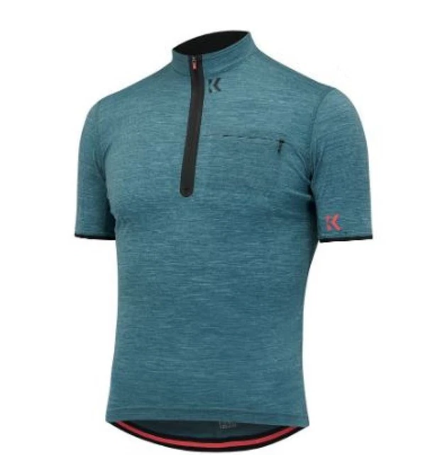 kalf single jersey zip merino Blue Mens Size Small S *REF126