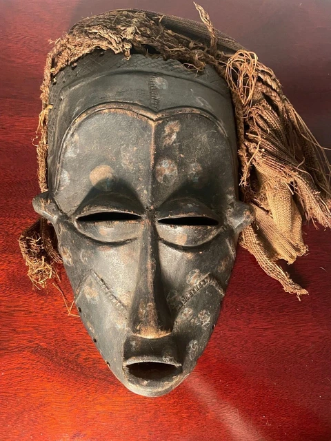 Chokwe Mwana Pwo Rare Mask with Headdress Congo Vintage Hand Carved *AUTHENTIC*