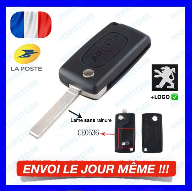 Coque clé plip pour Peugeot 107 207 307 407 807 CE0536 2 boutons clef boitier