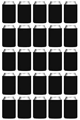 Blank Beer Can Coolers (25-Pack) Plain Bulk Collapsible Foam Soda Co