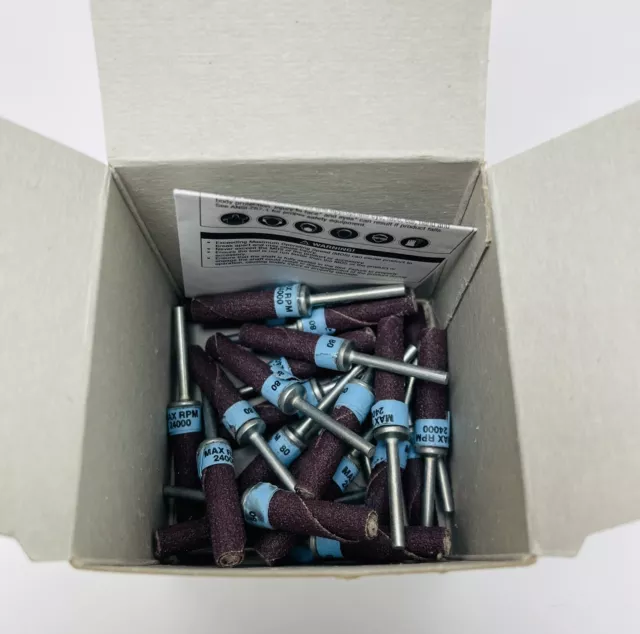 25 Pc SA A/O R4 Straight Cartridge Roll W/1/8” Stem 1/4”X1-1/4” 80 Grit