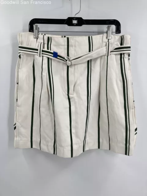 3.1 Phillip Lim Womens Green White Striped Cotton Blend Belted Mini Skirt Size 8