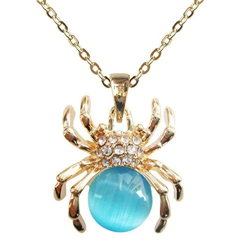 Navachi Collier avec pendentif araignée en cristal opale plaqué or 18 carats ...