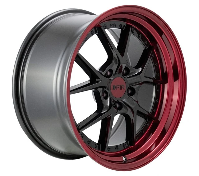 19x8.5 Black Red Lip Wheels F1R F105 5x114.3 35 (Set of 4)