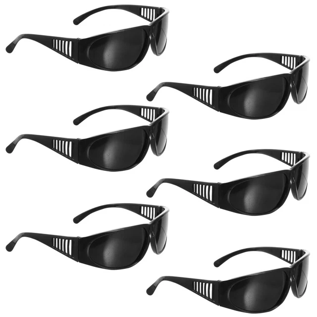 6 Pcs Polycarbonate Lens Welding Goggles Spectacles Black Glasses