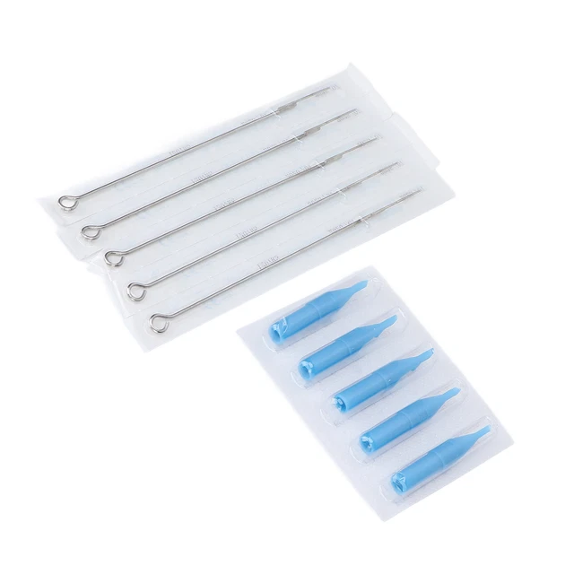 (7RS Tattoo Needle + 7DT Needle Nozzle)50pcs Mixed Tattoo Needles Professional