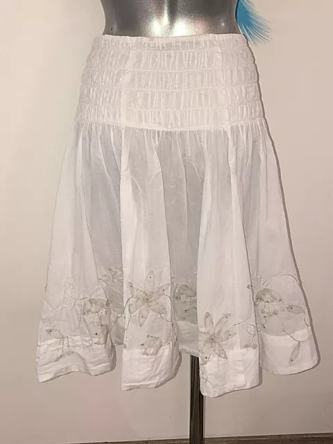 Luxurious Skirt Embroidered White IBLUES Size 36 Fr 40i 34 D New Value 2