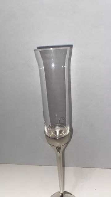 Vera Wang Love Knots .999 Silverplated Crystal Toasting Flutes open box in wrapp 3