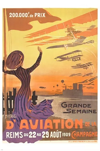 AVIATION vintage ad poster REIMS FRANCE august 1909 SUNSET SKY 20x30 hot new