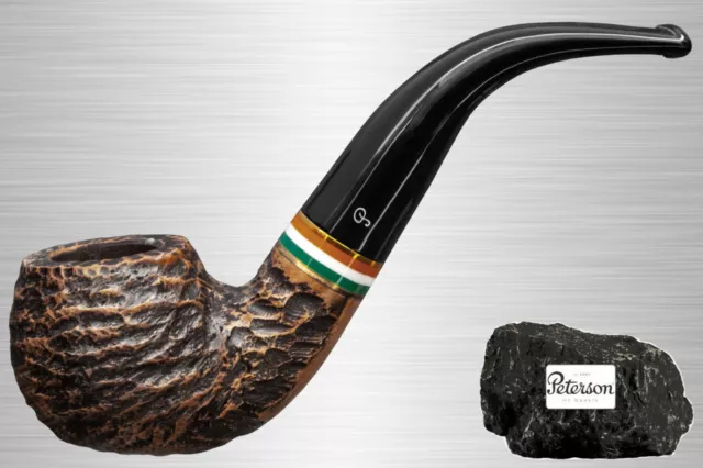 Peterson St. Patrick's Day 23 Rustic 03 Pfeife rustiziert Bent Apple Pipe