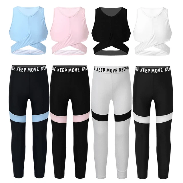 Set abbigliamento sportivo ragazza tuta da allenamento sport bustier crop top con leggings