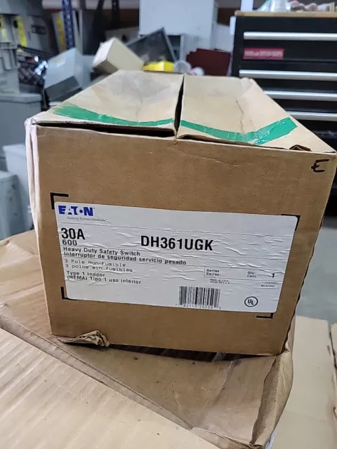 New Eaton DH361UGK 30 amp 600v NON Fused Indoor 3 Phase Disconnect