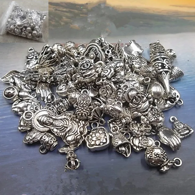 Lots Tibetan Silver Wholesale 50g Bulk Mix Charm Pendants Jewelry DIY JE