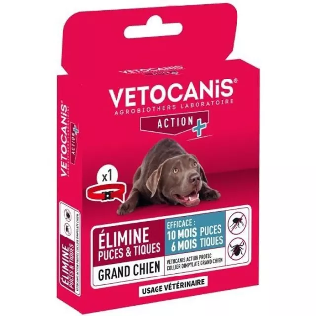 VETOCANIS Collier Anti-Puces et Anti-Tiques pour Grand Chien, longue durée