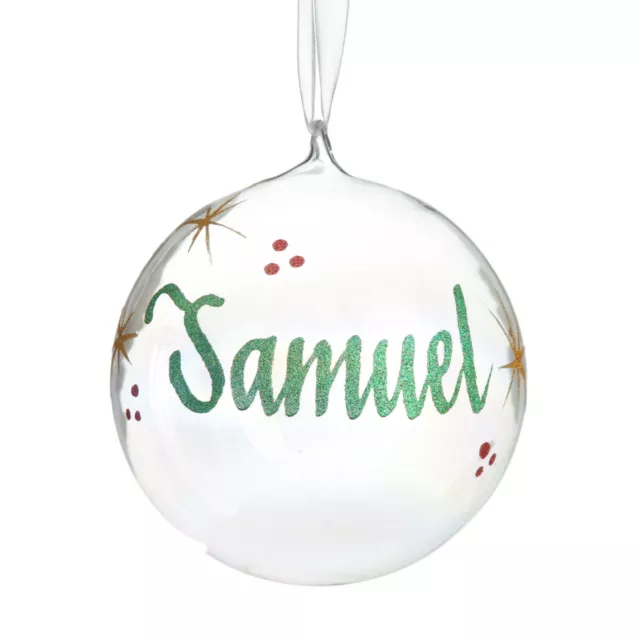 Iridescent Glass Personalised Christmas Bauble, Customised Tree Decoration