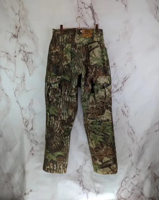 Cabelas Pants Mens 30 X 31 Camo Hunting Fleece Woodland Pockets Zipper Vintage