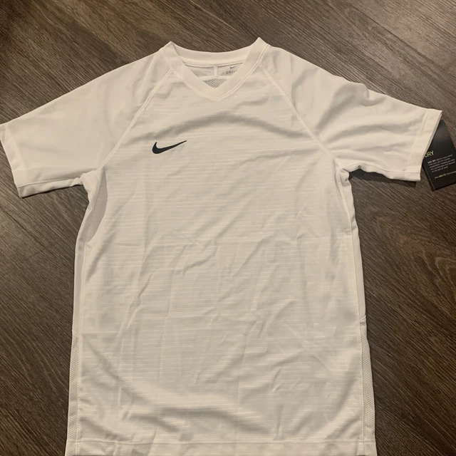 NWT NIKE PERFORMANCE DRI-FIT BOYS Logo SHORT SLEEVE Athletic SHIRT Large White