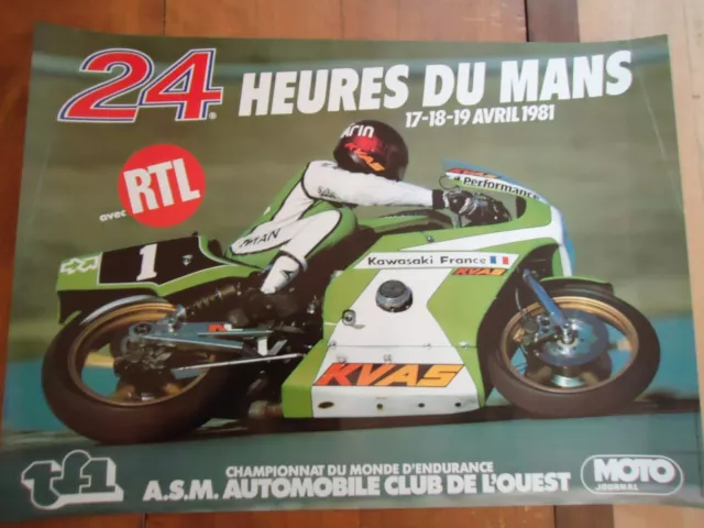 Poster Officiel ** 24 Heures Du Mans 1981 Motos **  Affiche Aco Moto Le