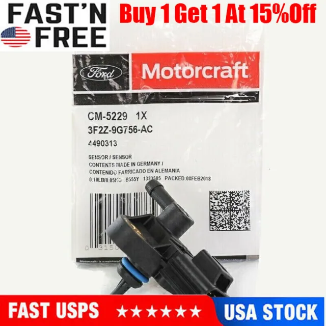 Genuine OEM CM-5229 Ford Motorcraft Fuel Injection Pressure Sensor 3F2Z-9G756-AC