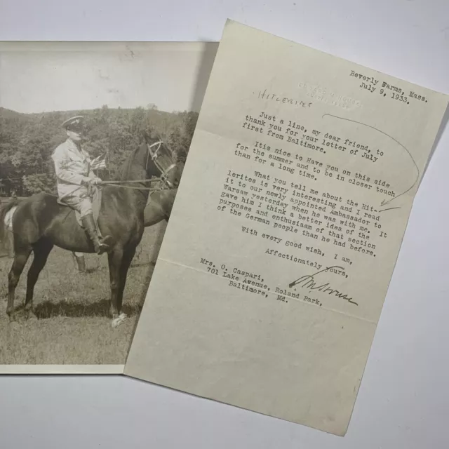 1933 Colonel Edward House Signed Letter & Photograph Austin, TX Diplomat WWII