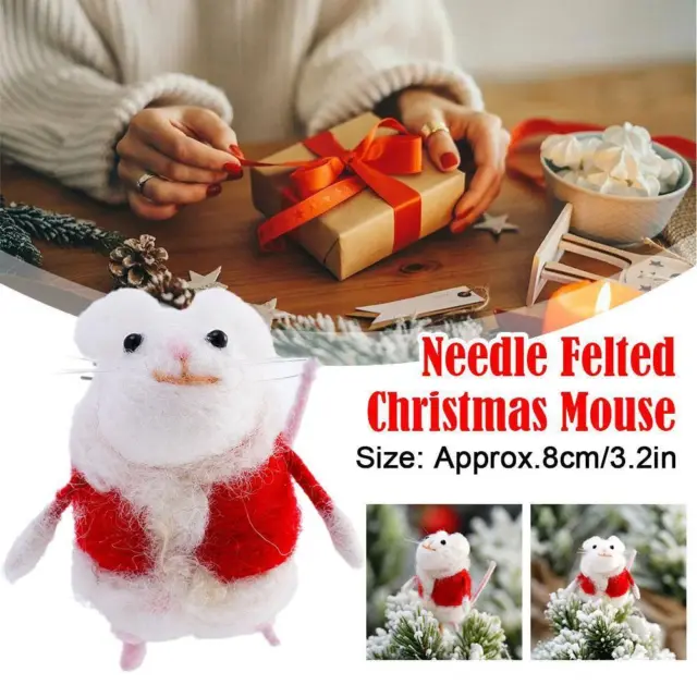 Halloween Mouse with A Pumpkin Christmas Handmade Needle Decor Felted Mouse N0B9