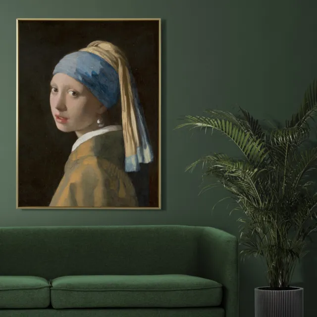 Quadro stampa su tela Ragazza col turbante Johannes Jan Vermeer con cornice oro