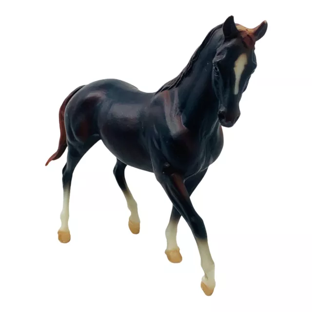Vtg Breyer Horse Dark Brown w White Legs and Feather Look Design on Face 6" x 7"
