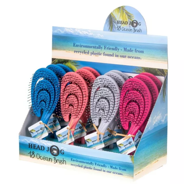 Head Jog 18 Ocean Brush Detangle Smoothing Eco Friendly 100% Recycled Plastic
