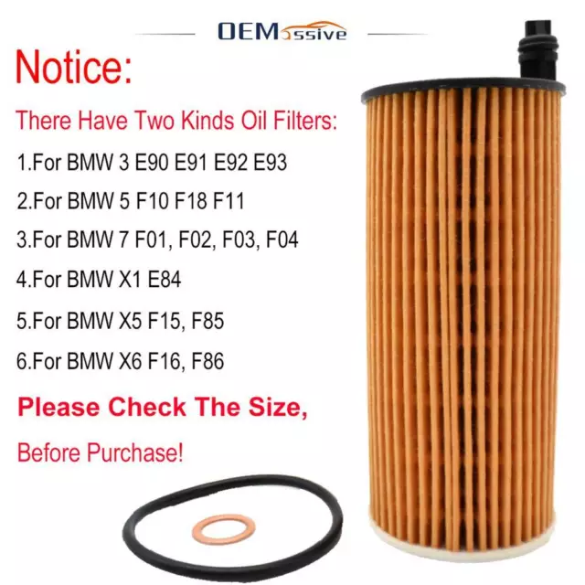 11428507683 Oil Filter Kit For BMW 1/2/3/4/5/6/X1/X3/X4/X5/X6 F10 F20 F30 Diesel 2