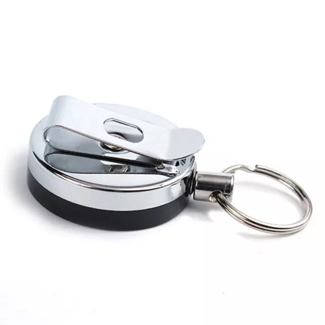 Heavy Duty Metal Chain Retractable Key Ring Reel Belt Clip ID Card Pull Holder 3