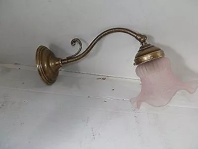 Appliques Lampada da parete in ottone con vetro rosa