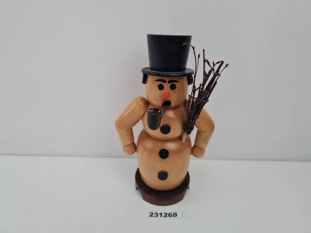 Räuchermann Schneemann Zweige Pfeife Erzgebirge Holz alt Deko H:18,5cm #231268