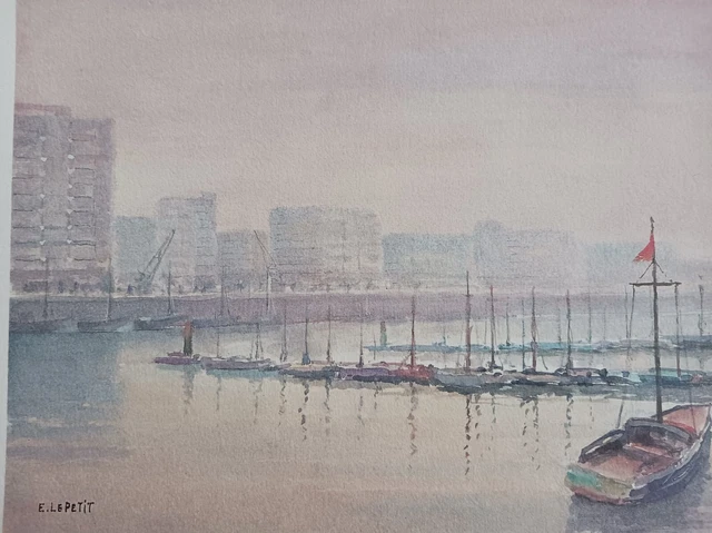 Emmanuel Le Petit Aquarelle Boulogne Sur Mer Engraving Pas De Calais 1981 Rl3
