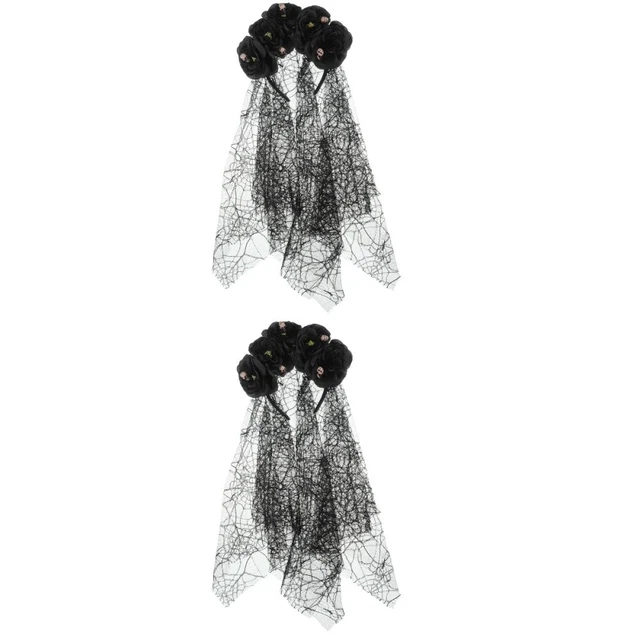2pcs Halloween Veil Flower Band Gothic Bandband Cosplay Costume Headpice Veil