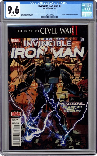 Invincible Iron Man #9A Deodato CGC 9.6 2016 1401017003 1st Riri Williams
