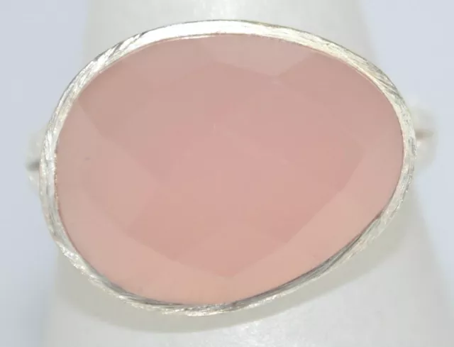 925 Sterling SILVER Rings Pink Chalcedony Faceted Gemstone Ring Sizes 5½ L to 12