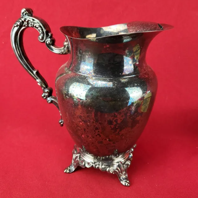 Vintage Oneida USA Silverplate Water Pitcher w/Ice Guard Tarnished 1940s-1950s